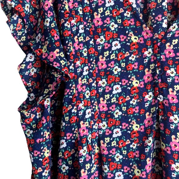 Cynthia Rowley Women's Blouse Plus 3X Floral Ditsy Pleated Short Sleeve Chiffon - Picture 8 of 9